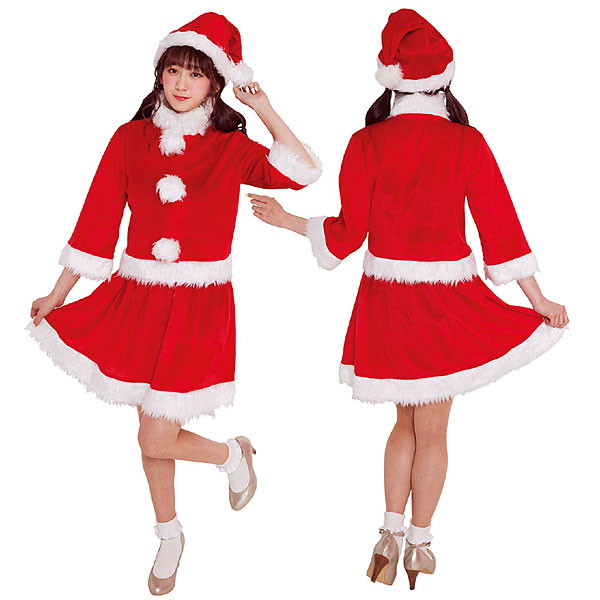 サンタクロースコスチューム 女性用 ベイシックサンタ クリスマスグッズ 衣装 コスチューム イベントグッズ イベント用品